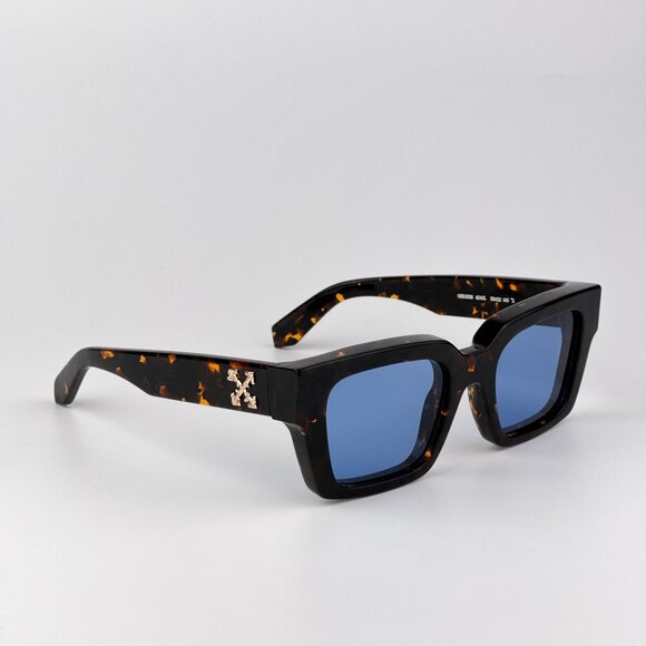 Off-White VIRGIL Sunglasses – Havana Square Frame Blue | Model OERI008 6045 - Picture 4 of 11